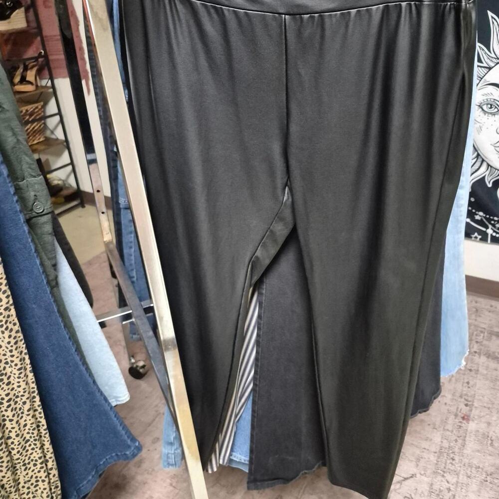 Black faux leather pants with